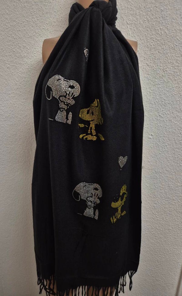 Snoopy XXL Schal Glitzer Neu