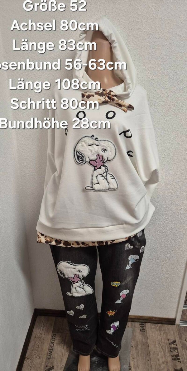 Snoopy Pullover mit Jeanshose Größe 52