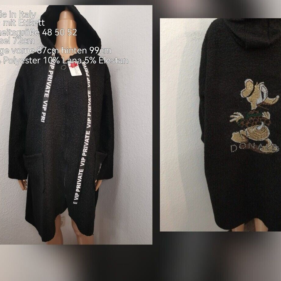 Donald Duck Glitzer Boucle Mantel Größe 48 bis 52 tragbar