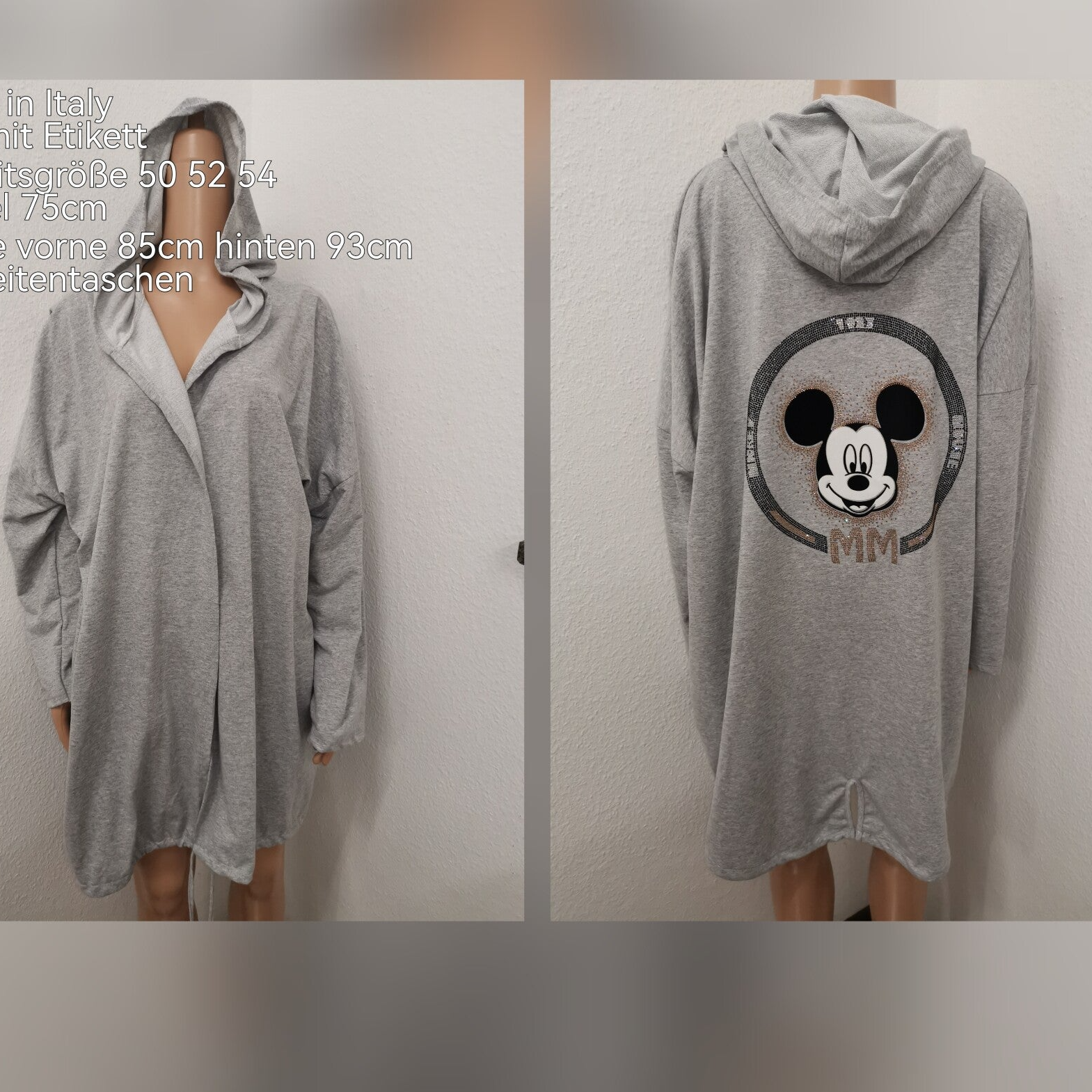 Mickey Mouse offene Glitzer Übergangsjacke Größe 50 bis 54 tragbar