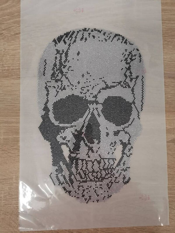 Totenkopf Hot Fix Strass Eisen Auf Heat Bling Kristall Transfer Applikation