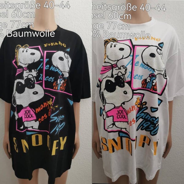 Snoopy Glitzer Shirt Größe 40-44 Einheitsgröße