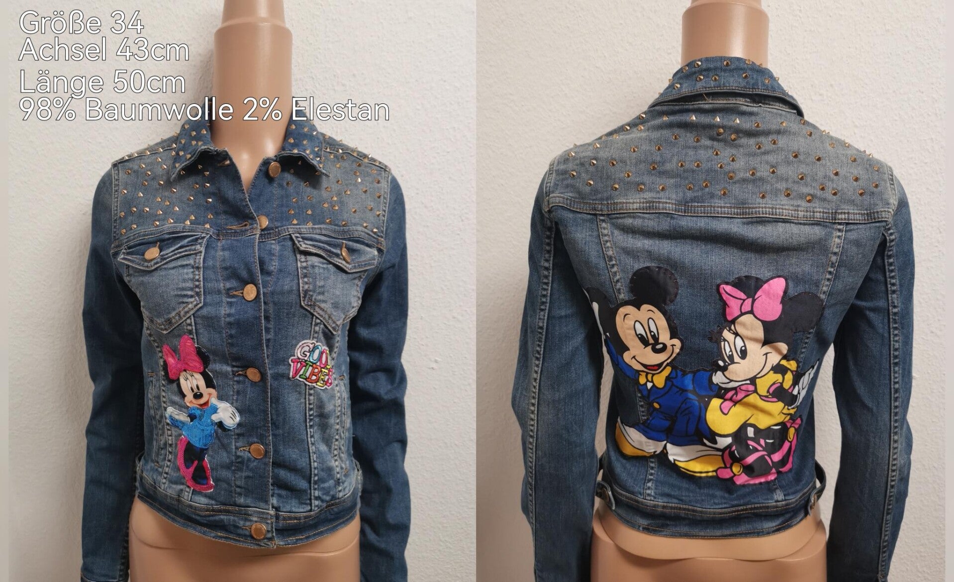 Mickey Mouse Denim Jeansjacke Größe 34