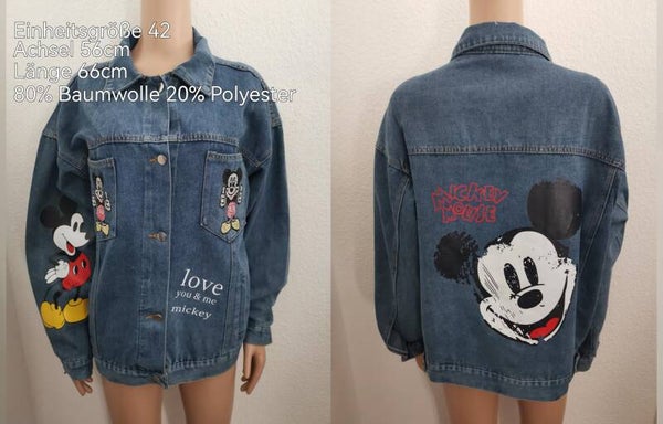 Mickey Mouse Denim Jeansjacke Größe 42
