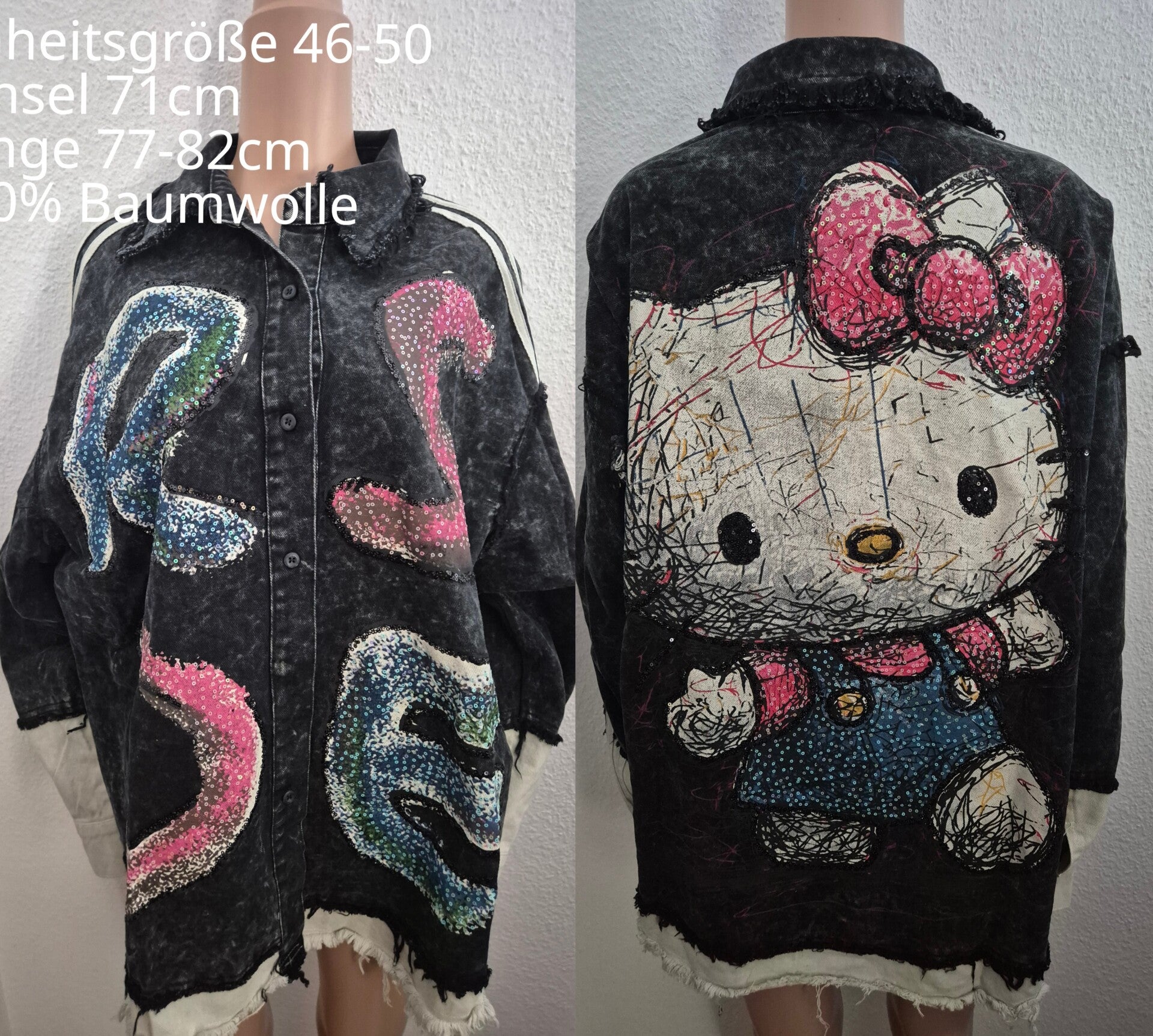Hello Kitty Jeansjacke Größe 46-50 Einheitsgröße