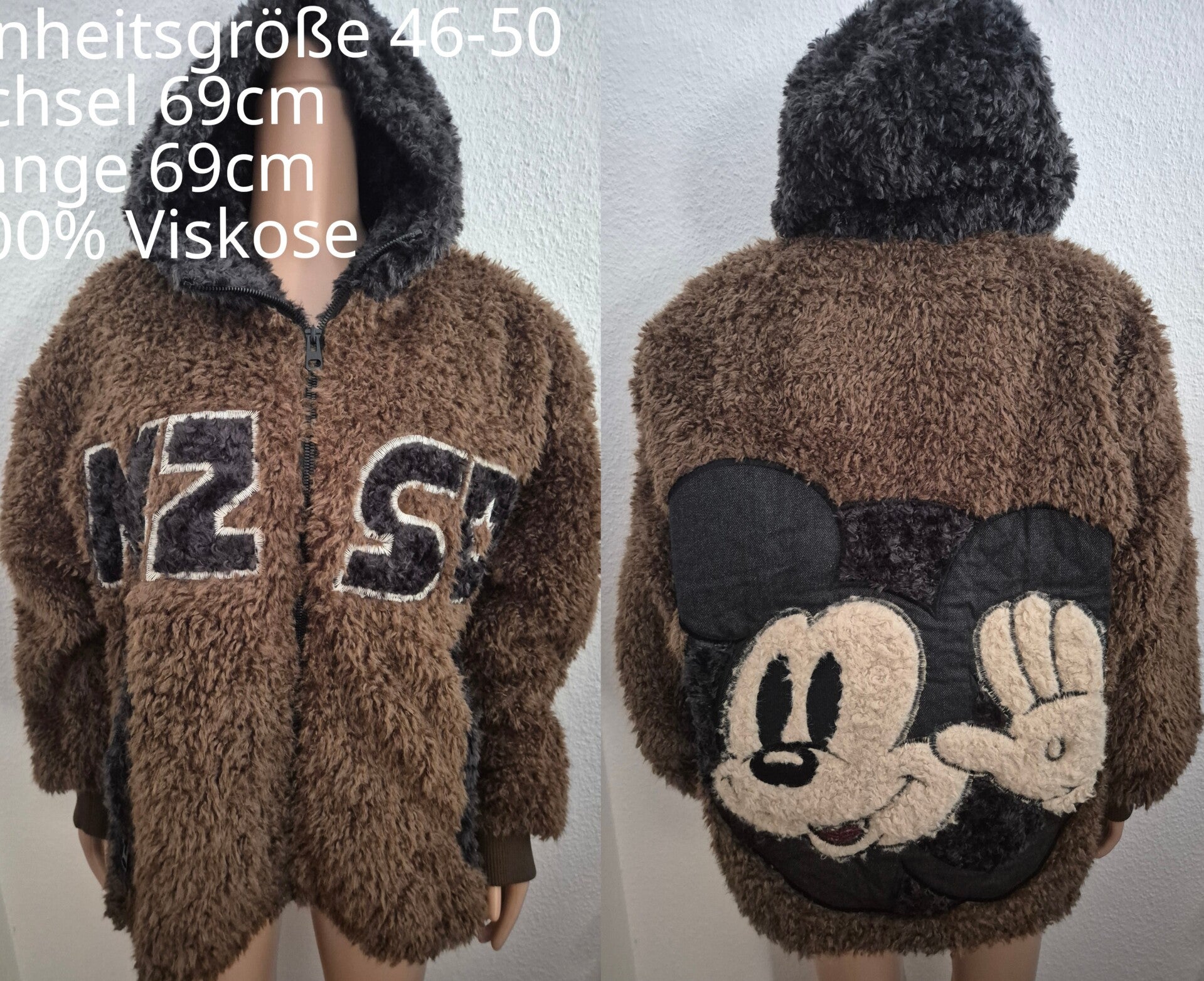 Mickey Mouse Plüsch Jacke Größe 46-50 Einheitsgröße