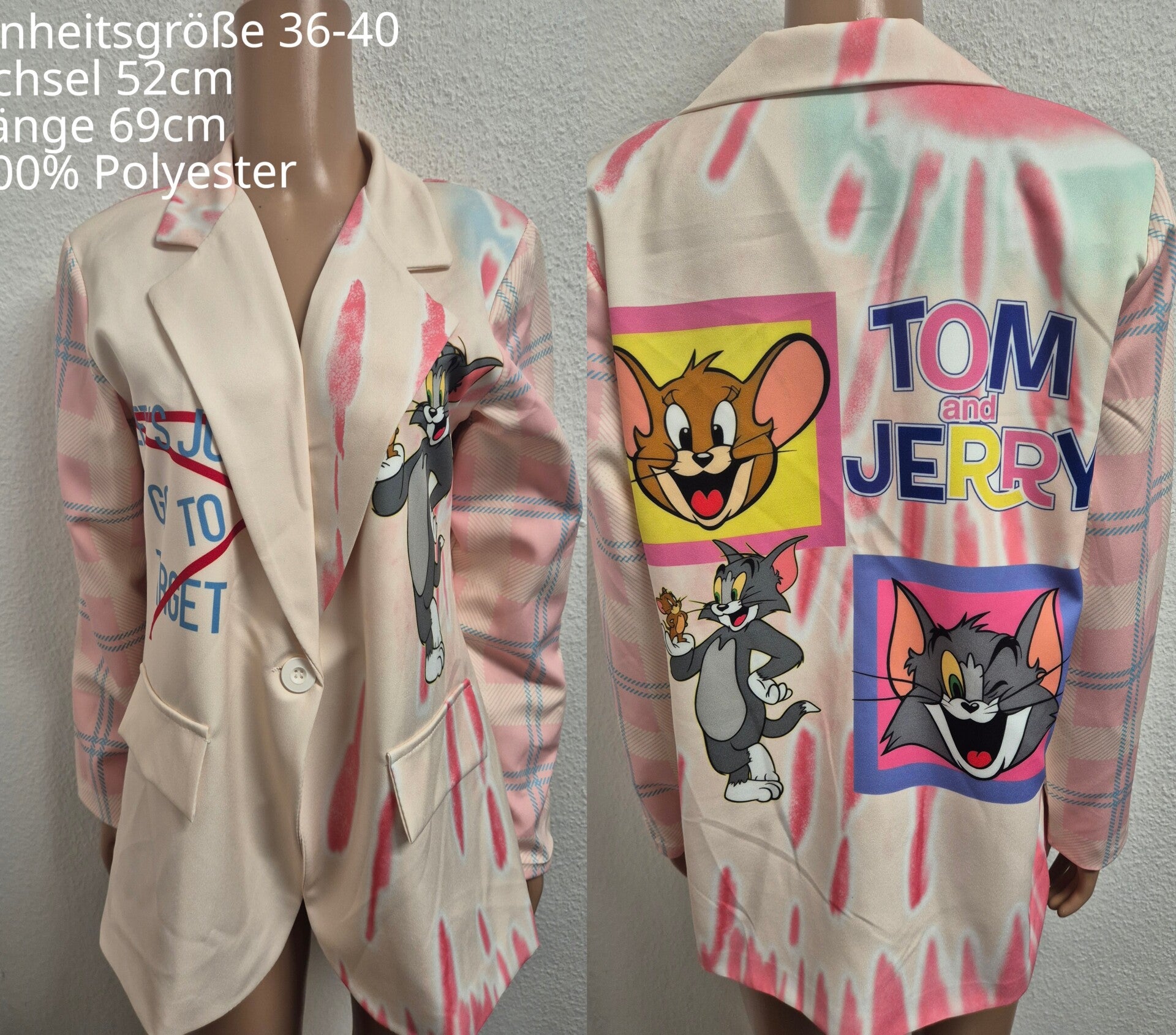 Tom & Jerry Blazer Größe 36-40 Einheitsgröße