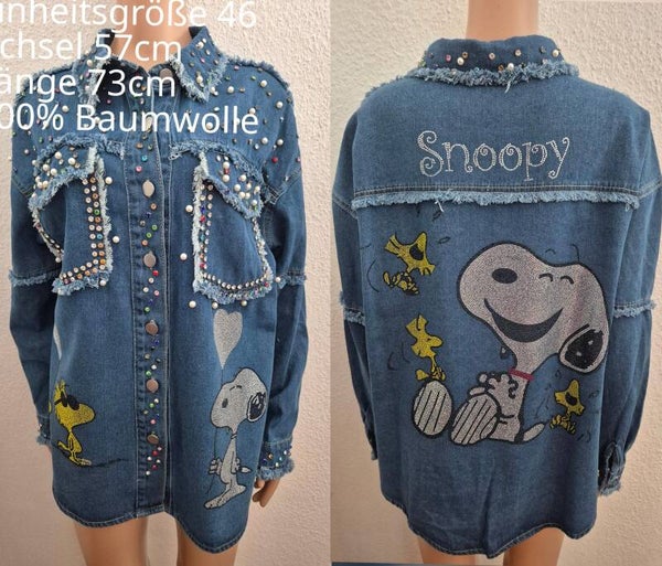 Snoopy Glitzer Denim Jeansjacke Größe 46