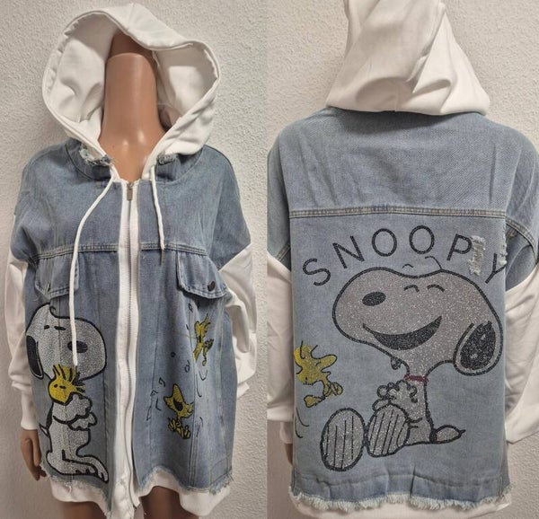 Snoopy Glitzer Jeansjacke Größe 46,48, 52-54 und 56 Einheitsgröße