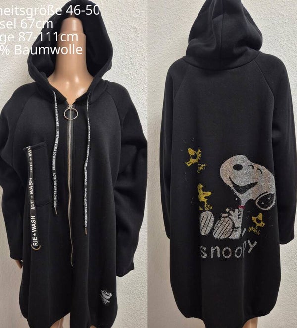Snoopy Glitzer Fleece Jacke Größe 46-50 Einheitsgröße