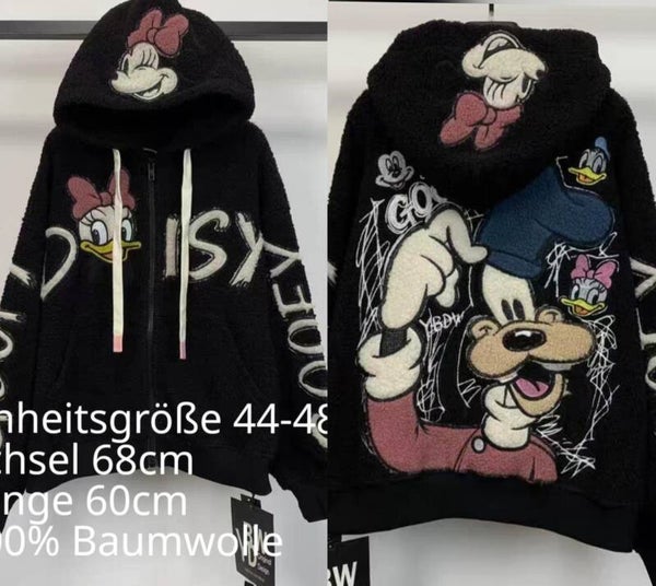 Daisy-Goofy-Mickey-Minnie-Donald Plüsch Jacke Größe 44-48 Einheitsgröße
