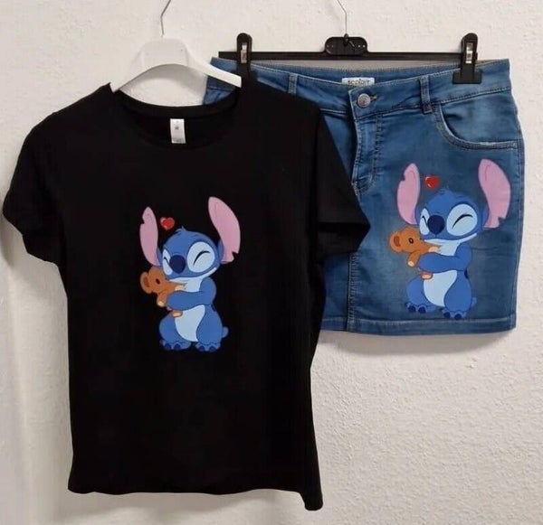 Stitch Set Jeansrock mit Shirt Größe 38/40 NEU