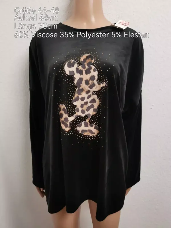 Mickey Mouse Glitzer Samt Pullover Größe 44-48