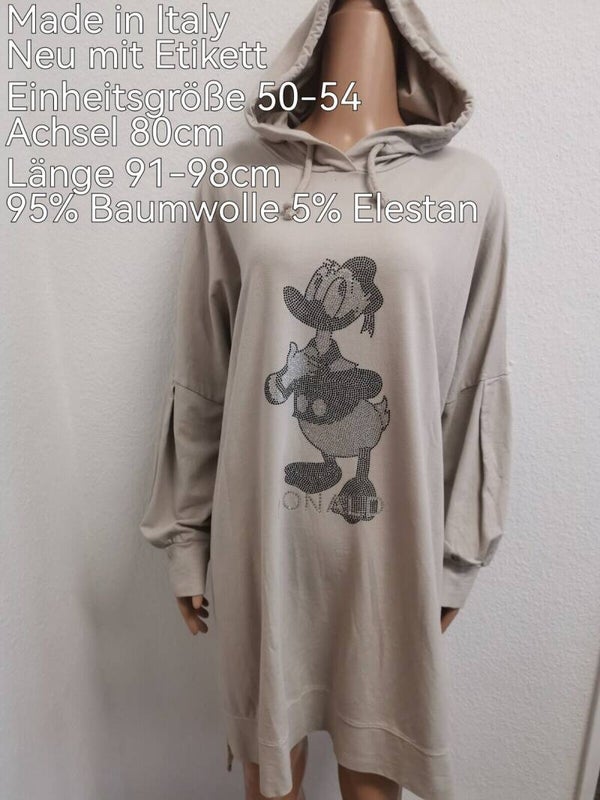 Langer Donald Duck Glitzer Pullover Größe 50-54