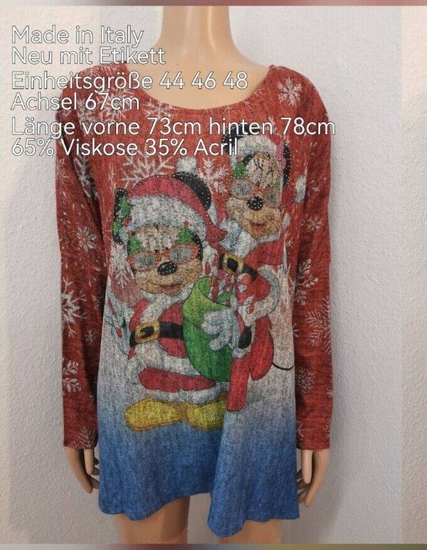 Mickey Mouse glitzer Weihnachtspullover Größe 44-48