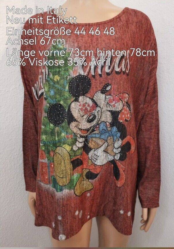 Mickey Mouse glitzer Weihnachtspullover Größe 44-48