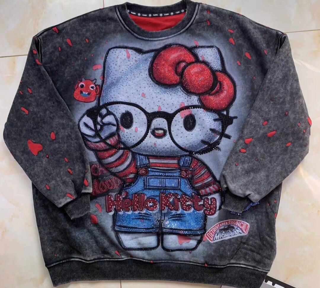 Hello Kitty Glitzer Pullover Größe 44-48 Einheitsgröße