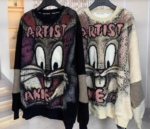 Bugs Bunny Plüsch Pullover Größe 46-50 Einheitsgröße