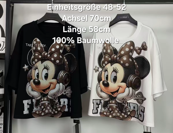 Minnie Mouse Glitzer Shirt Größe 48-52 Einheitsgröße