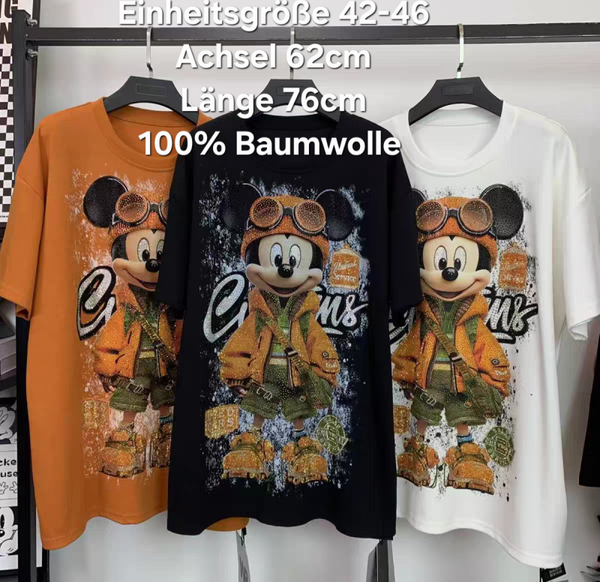 Mickey Mouse Glitzer Shirt Größe 42-46 Einheitsgröße