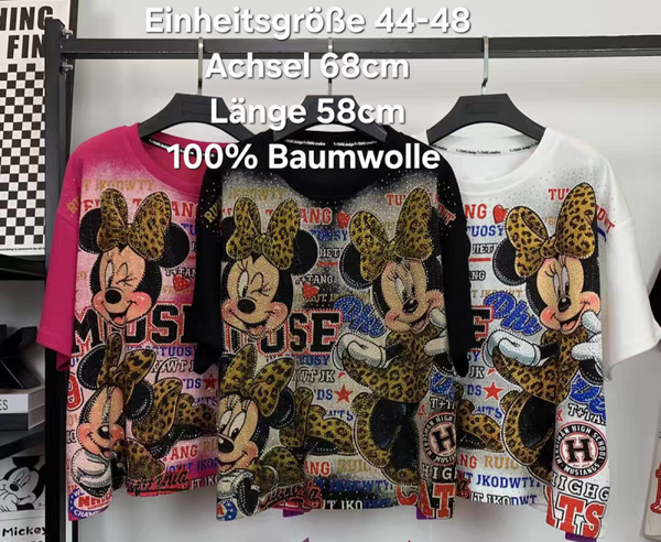 Minnie Mouse Glitzer Shirt Größe 44-48 Einheitsgröße