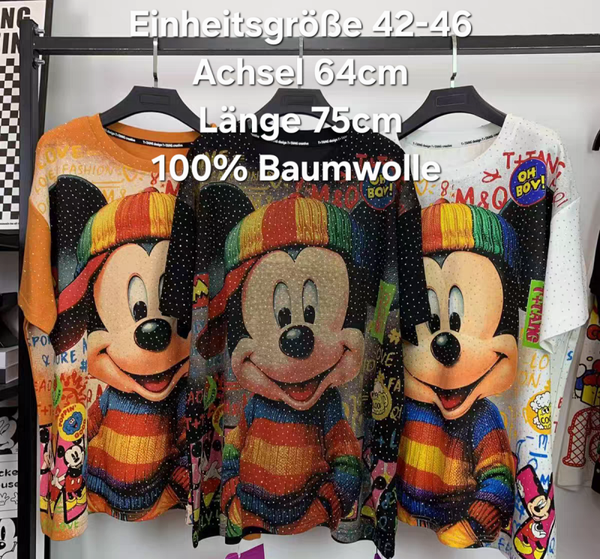 Mickey Mouse Glitzer Shirt Größe 42-46 Einheitsgröße