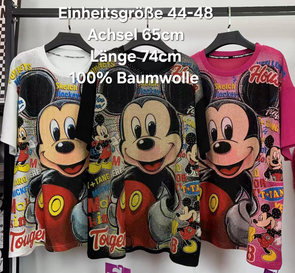Mickey Mouse Glitzer Shirt Größe 44-48 Einheitsgröße