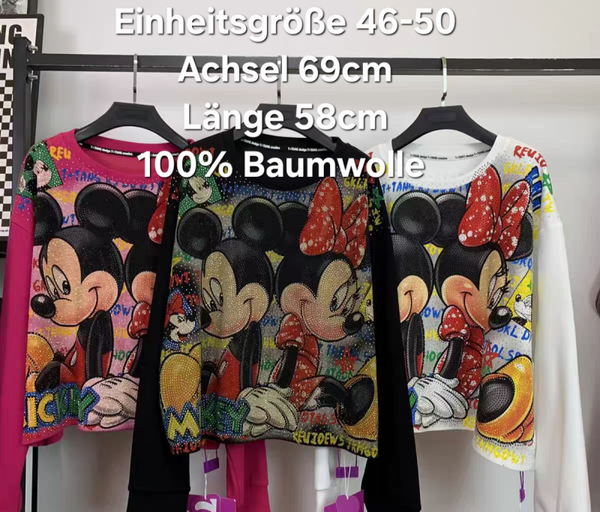 Mickey Mouse Glitzer Pullover Größe 46-50 Einheitsgröße