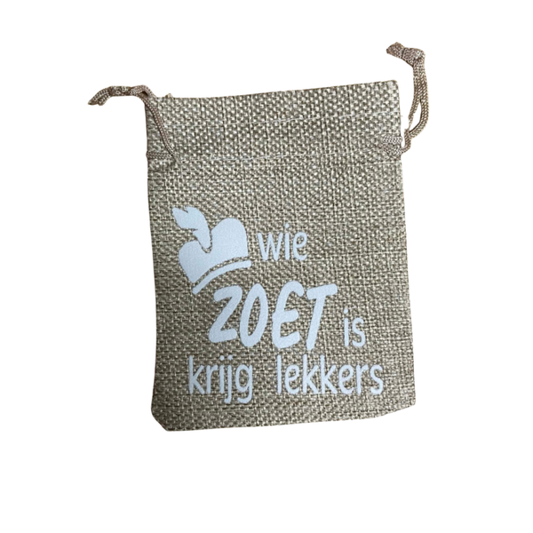 pepernotenzakje 'wie zoet is'  9x12cm
