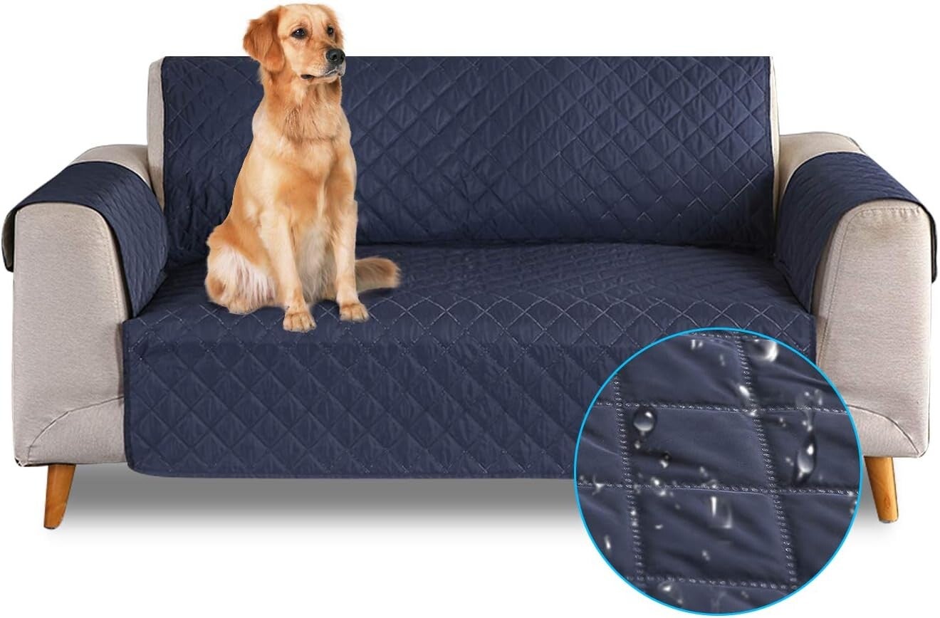 Sofa cover waterproof slipcovers anti slip armchair covers quilted couch blue