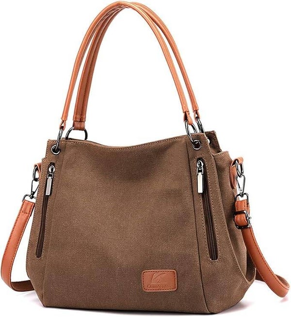 NICOLE & DORIS Simple Canvas Tote Bags | Adjustable Shoulder Hobo