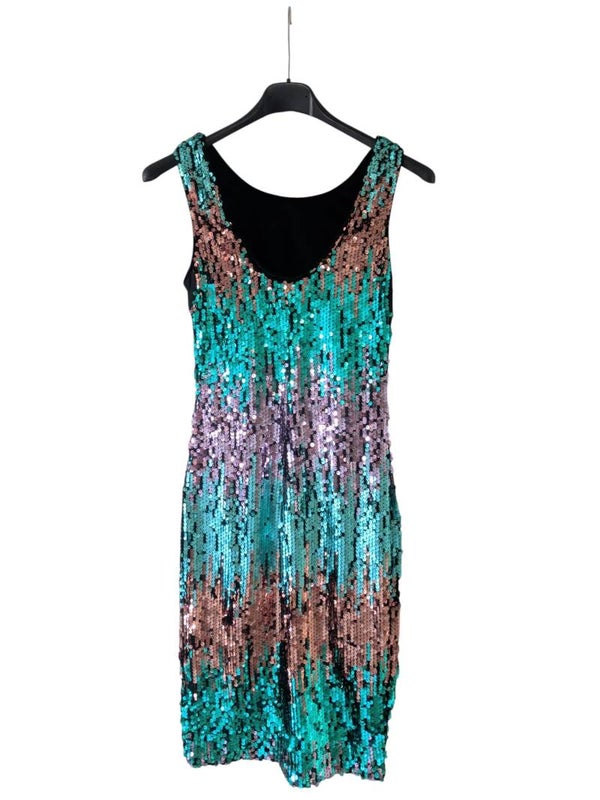 As U Wish Teal & Copper Sequin Ombré Sleeveless Shift Dress
