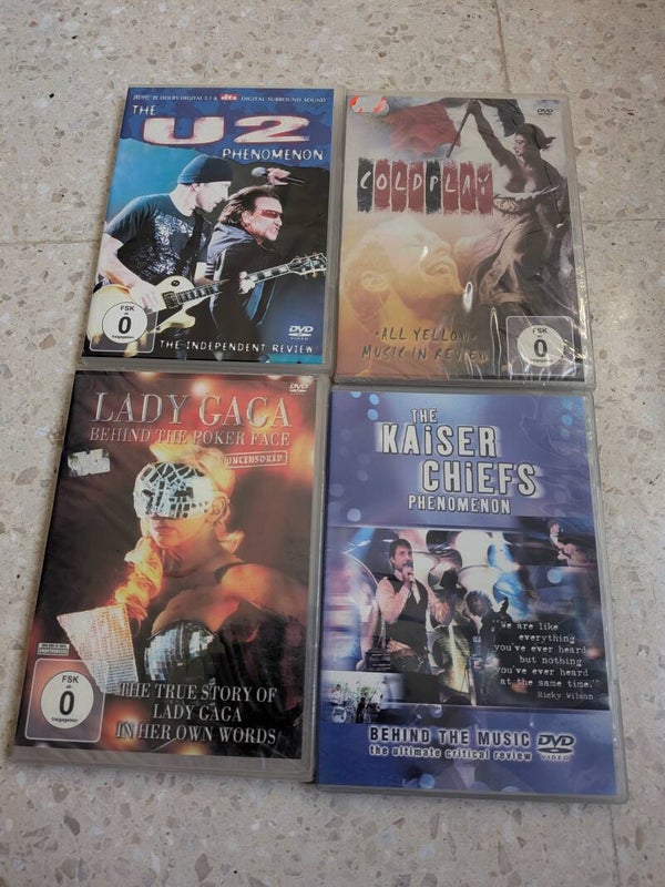 Bundle 4x music dvds u2, coldplay & lady gaga