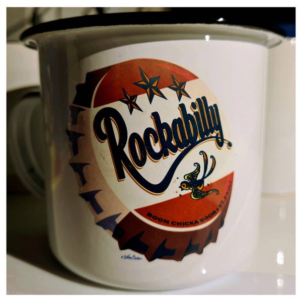 Rockabilly Kronkorken Emaille Becher 18 Oz Oldschool Tattoo Rockabilly