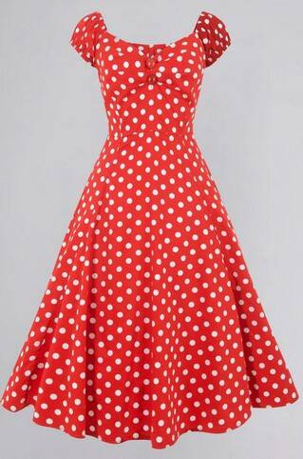 Dolores Polka-Dot Dress Red