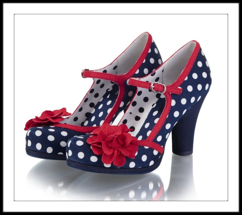 Ruby Shoo Hannah Navy Spots Polka Dots