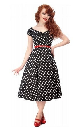 Dolores Polka-Dot Dress Black