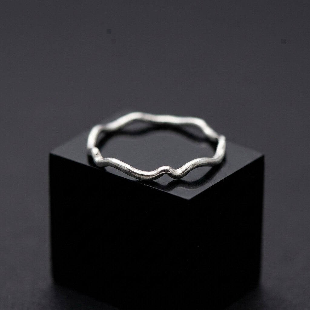 Set of 3 Organic Wave Silver Rings