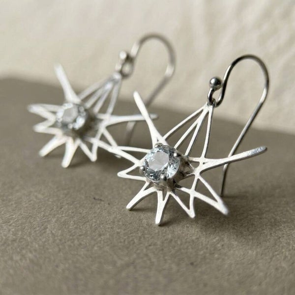 Starlight Drop Earrings with Aqua Marine