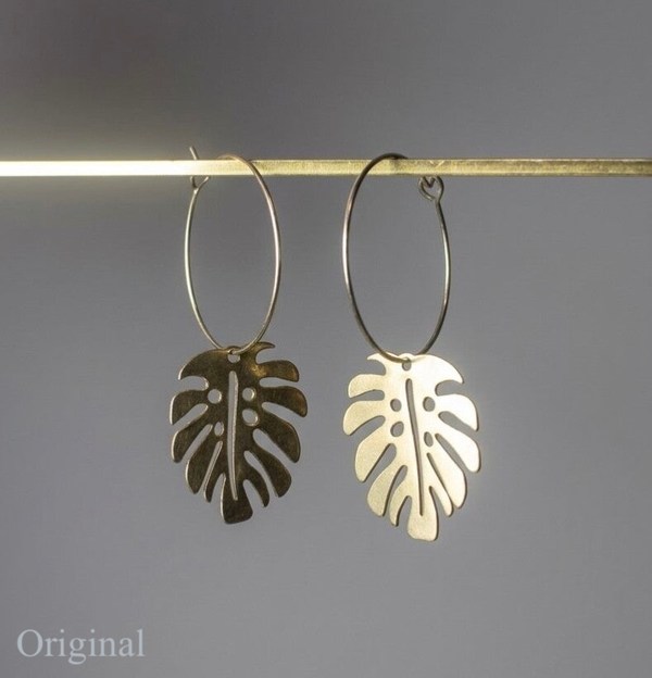 Monstera Dangle Hoop Earrings