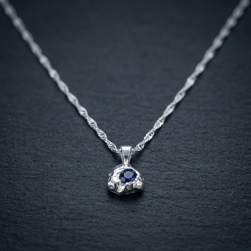 Moonlit Sapphire Nugget Pendant