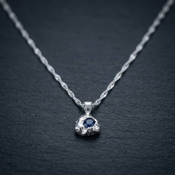 Moonlit Sapphire Nugget Pendant