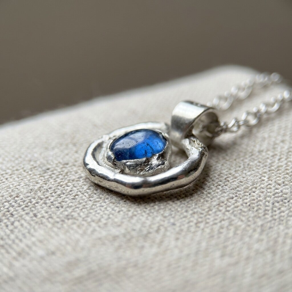 Organic vintage blue glass pendant