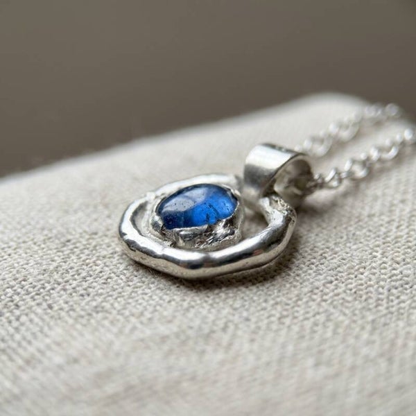 Organic vintage blue glass pendant