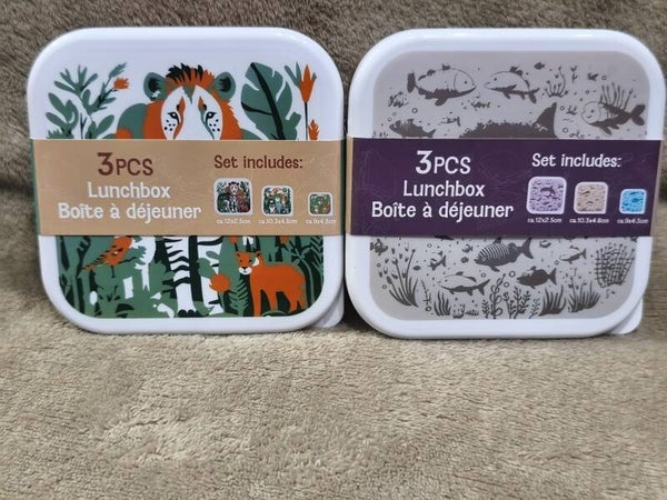Zestaw lunch box – 3 sztuki, motyw zwierząt / rybek