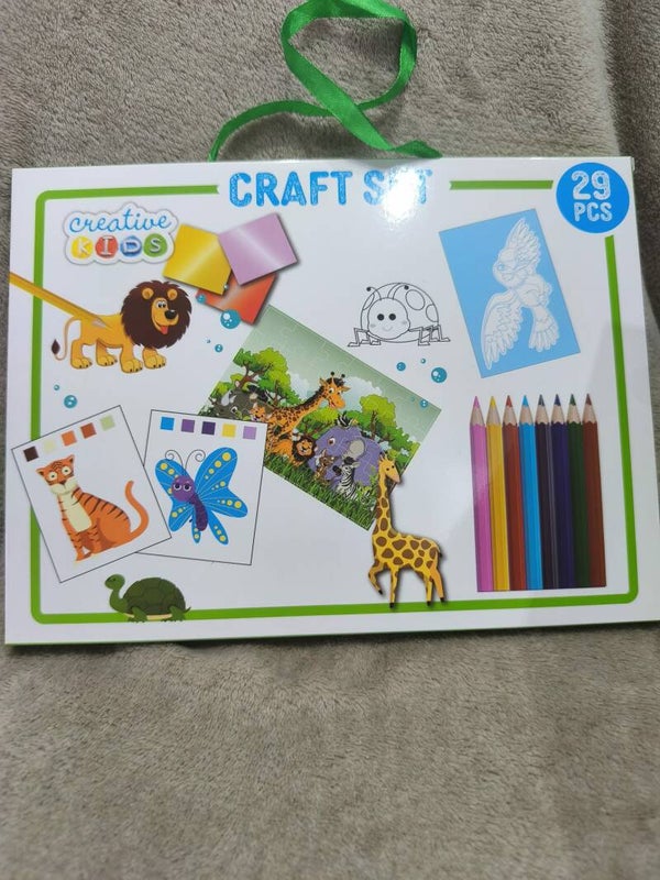 Zestaw Kreatywny dla Dzieci 29 el. – Motyw Safari, Puzzle, Kolorowanki, Kredki