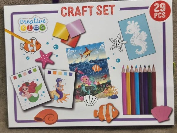 Zestaw Kreatywny dla Dzieci 29 el. – Motyw Piracki, Puzzle, Kolorowanki, Kredki.