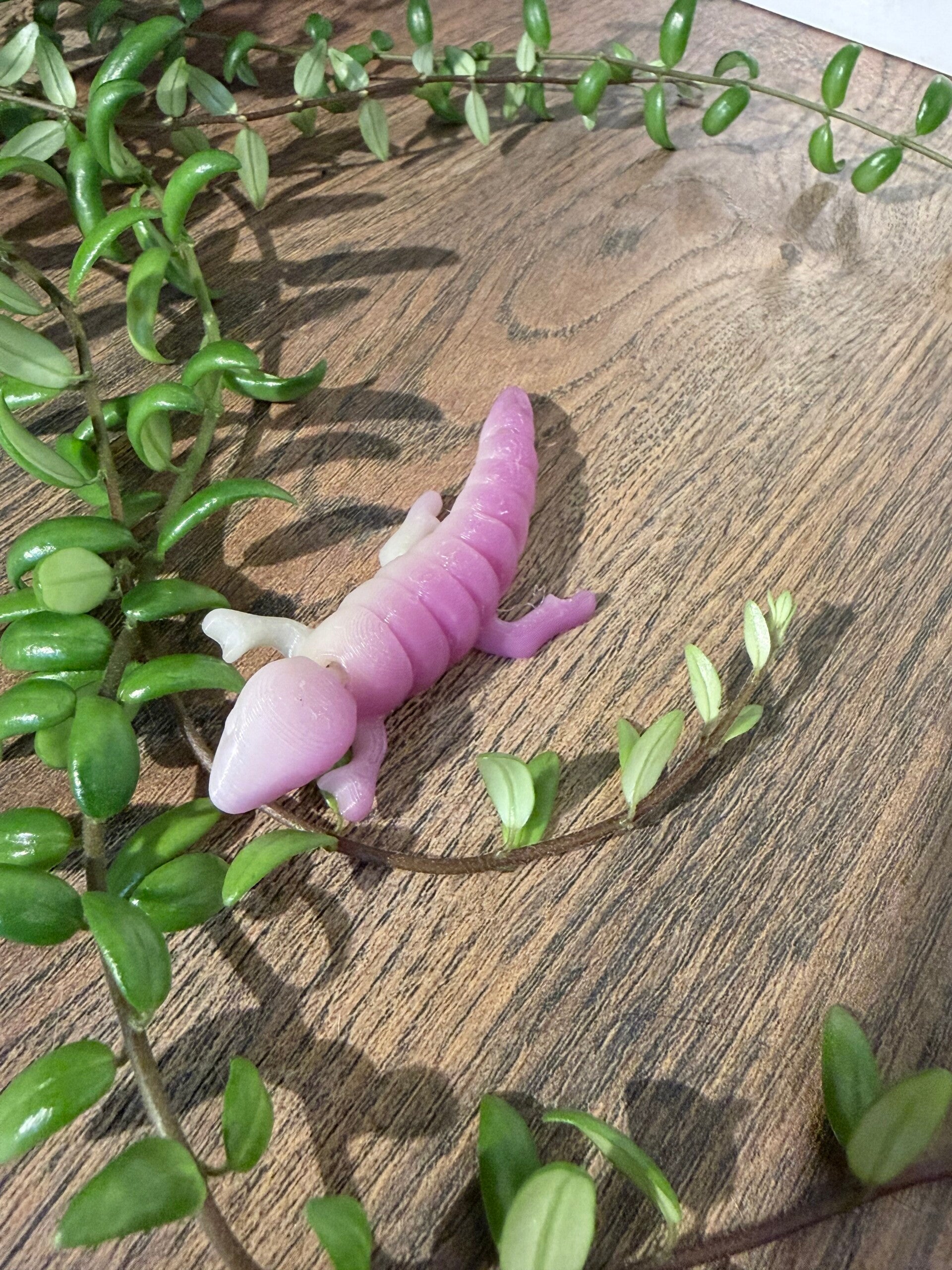 Fidget salamander sleutelhanger wit/roze 3d print