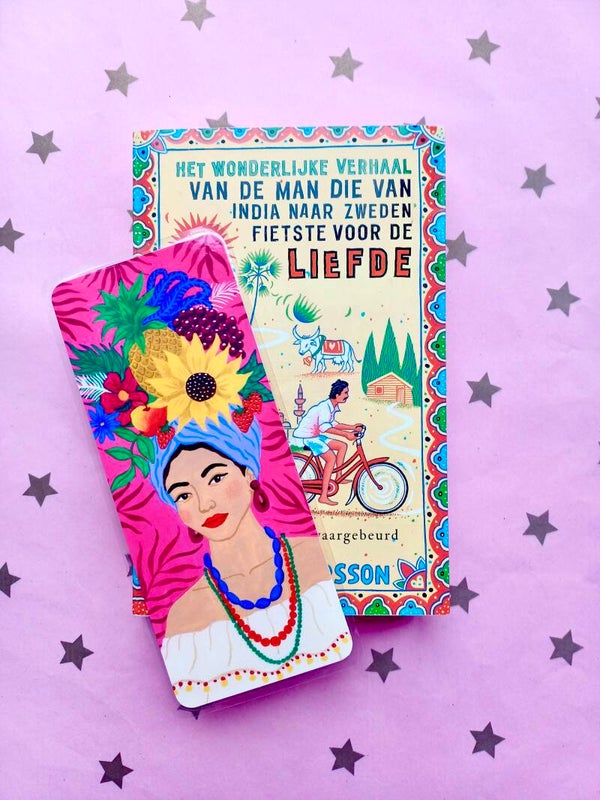 Kleurrijke boekenlegger ‘Tutti frutti lady’