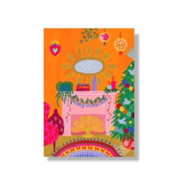 Minikaartje/gift card kerst ‘By the fire’